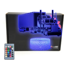 MARZIUS Truck 3D Illusion Lamp on table provides ambient lighting.