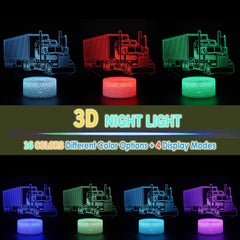 MARZIUS Truck 3D Illusion Lamp with remote control for easy color switching.