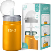 Mason Bottle 16oz kids cup with yellow lid and straw for spill-free sipping