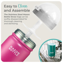 Mason Bottle regular-mouth design simplifies dishwasher cleaning and access.