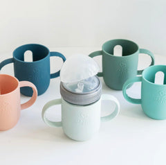 Mason Bottle 2-pack turquoise sleeve aids sippy cup transition and reduces slips.