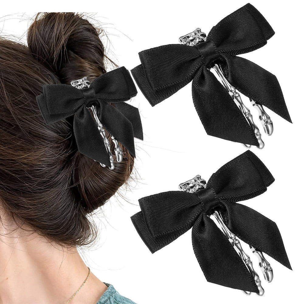 Matwsec skeleton-hand hair clip with bow adds gothic flair for events.