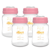 Matyz 4-pack pink 6oz bottles for pumping, storing, and feeding with BPA-free design.