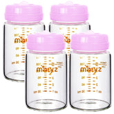 Matyz breast milk bottle pink 6 oz showing leakproof lid for travel