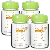 Matyz glass breastmilk bottle wide neck assembled for pumping and feeding.