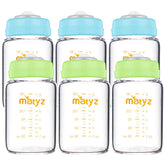 Matyz glass breastmilk bottle wide neck supports easy pumping and storage.