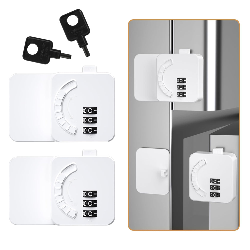 Maveek two-pack child-lock cabinet doors safely secure cabinets and drawers with easy set-and-go security.