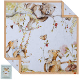 Max&So Baby Muslin Woodland Blanket closeup shows soft cotton texture for gentle year-round comfort