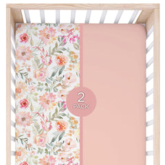 Max&So solid pink crib sheet closeup highlighting smooth finish for sensitive skin