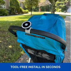 Maxby Stroller Phone Holder demonstrates tool-free install for fast setup.
