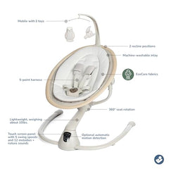 Maxi-Cosi Cassia swing touch-screen panel controlling speeds and sounds