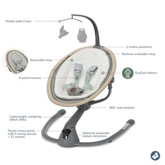 Maxi-Cosi Cassia Swing touch-screen panel for quick speed and sound choices.