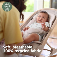 Maxi-Cosi Kori 2-in-1 rocker in stationary mode offers calm lull moments while baby rests.