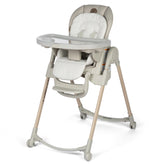 Maxi-Cosi Minla folded compact high chair for easy storage and portability.