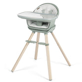 Maxi-Cosi Moa 8-in-1 high chair in compact-fold mode, saving space during meal prep.