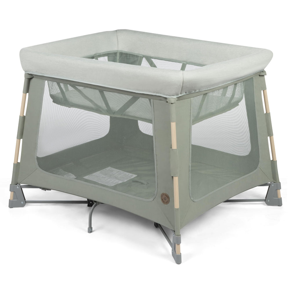 Maxi-Cosi Swift playard bassinet setup offers a cozy sleep space for newborns.
