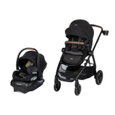 Maxi-Cosi Zelia Luxe New Hope Black stroller folded for travel storage.