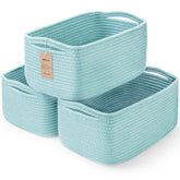Maxuni storage baskets front view in light blue, compact for nursery organization.