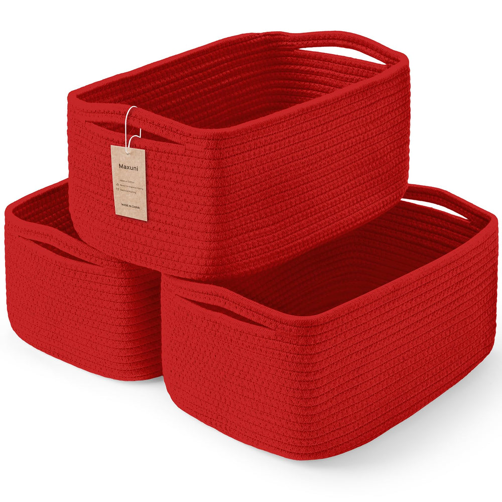 Maxuni 3-pack storage baskets neatly stacked for clutter-free shelves