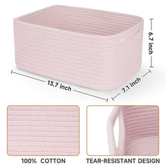 Maxuni rope baskets shown in nursery setup for toys, blankets, and diapers.