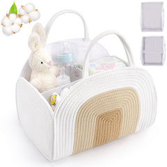Maxuni baby diaper caddy table setup shows organized nursery essentials.