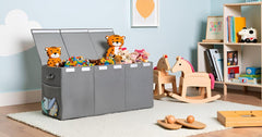 Maxuni collapsible toy chest storage provides space-saving organization when not in use.