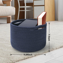 Maxuni cotton rope basket showing hidden reinforced handles for easy carrying.