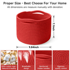 Maxuni small rope basket with reinforced hidden handles for easy carrying.