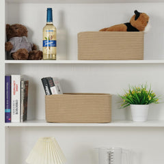 Maxuni rope-woven shelf basket showcases soft texture and durable construction.