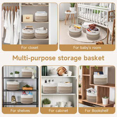 Maxuni small rope basket hidden handles reinforced design for easy carrying