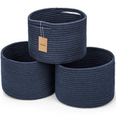 Maxuni small rope basket navy blue on shelf for tidy keys and wallets.