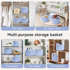 Maxuni small rope basket skyblue hidden handles closeup shows reinforced durability.