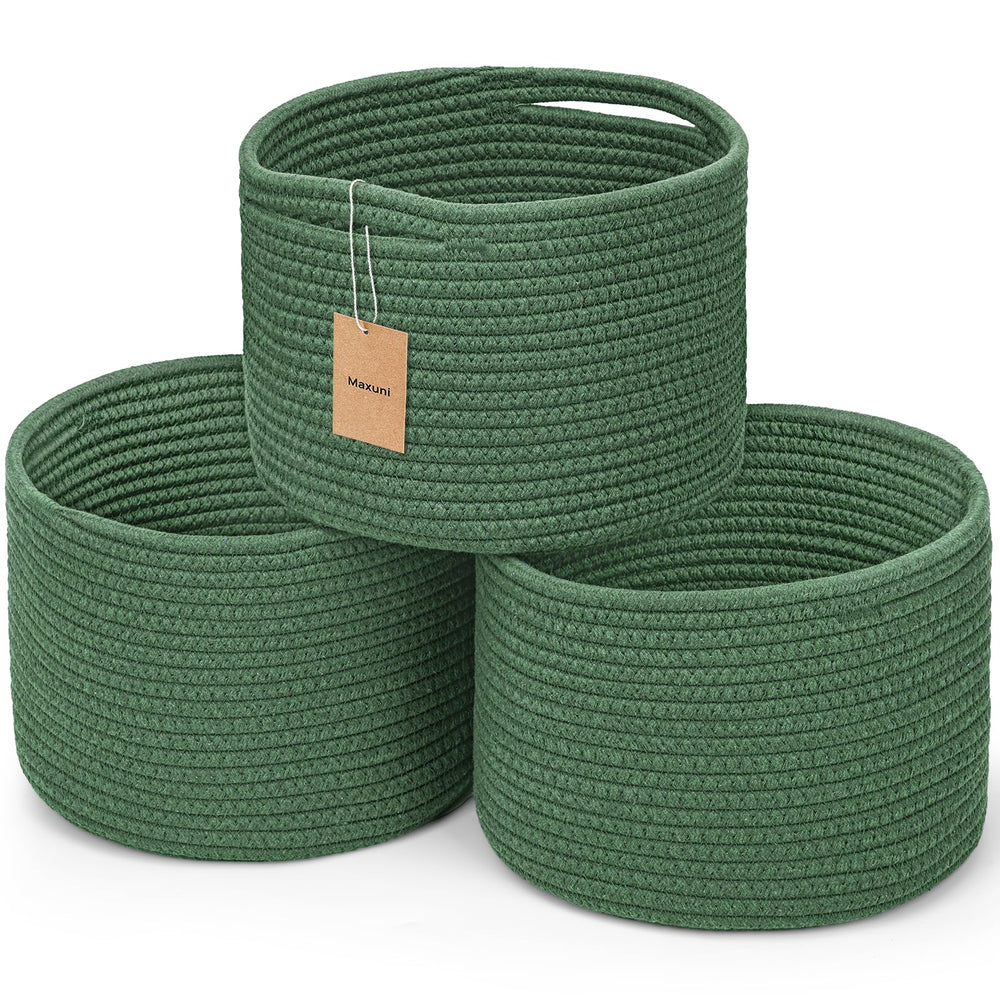 Maxuni small rope baskets storage setup green keeps shelves tidy