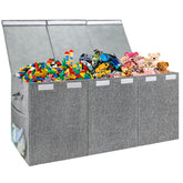 Maxuni toy storage organizer with lid for concealed clutter and easy access.