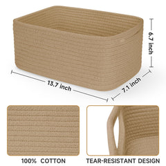Maxuni woven cube basket closeup highlights soft cotton rope and durable construction.