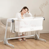 Maydolly baby bassinet showing automatic cry-detection feature for soothing