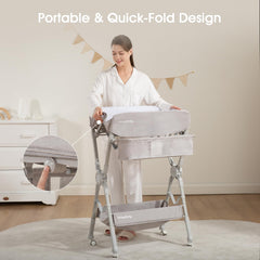 Maydolly changing table gray folded compact storage