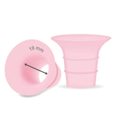 Maymom 19mm flange insert pink, Elvie-compatible, front view shows snug fit.