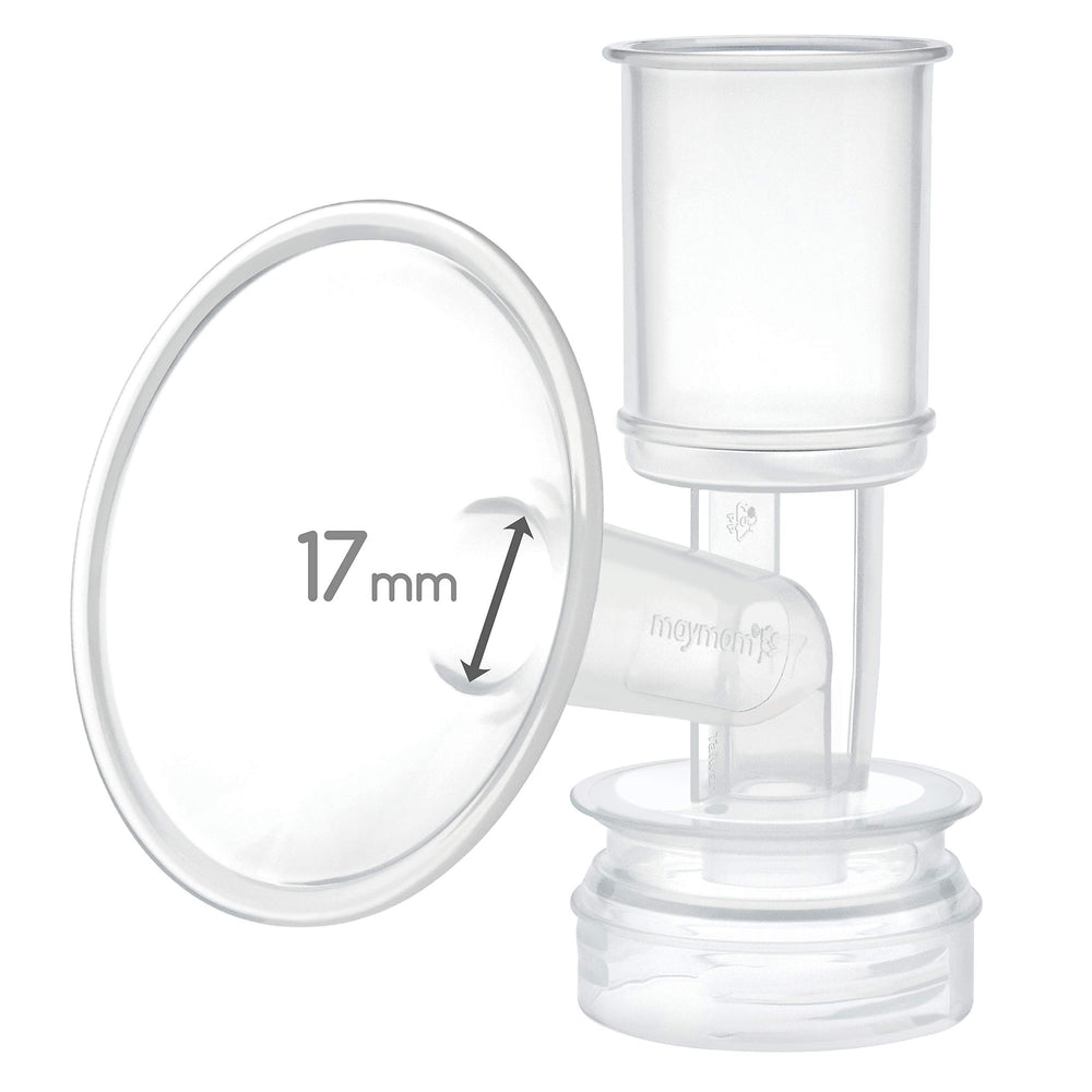 Maymom 17mm breast shield flange for precise fit with Ameda pumps.