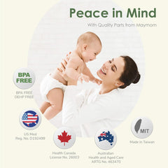 Maymom six-pack bottles help organize milk with clear 5ml marks.