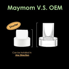 Maymom duckbill valve green closeup highlights BPA-free silicone and precise valve design for safe contact with breast milk