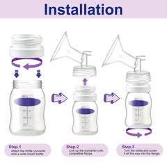 Maymom Lansinoh Mam Pigeon bottle connection illustrates broad compatibility for many bottles.