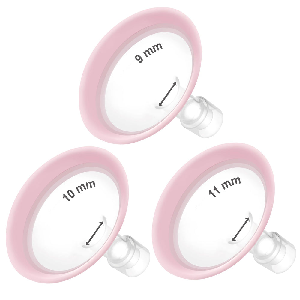 Maymom MyFit Flanges Pano Goldie Pack 9-11mm closeup with soft edge for comfort