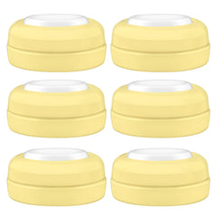 Maymom screw lids travel caps yellow close-up showing secure-fit for on-the-go use.