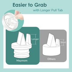 Maymom pull-tab design simplifies on-site valve attachment and detachment.