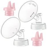 Maymom wide-mouth flange 17mm with a 2nd-gen pink valve for comfortable pumping.