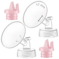 Maymom wide-mouth flange 17mm with a 2nd-gen pink valve for comfortable pumping.