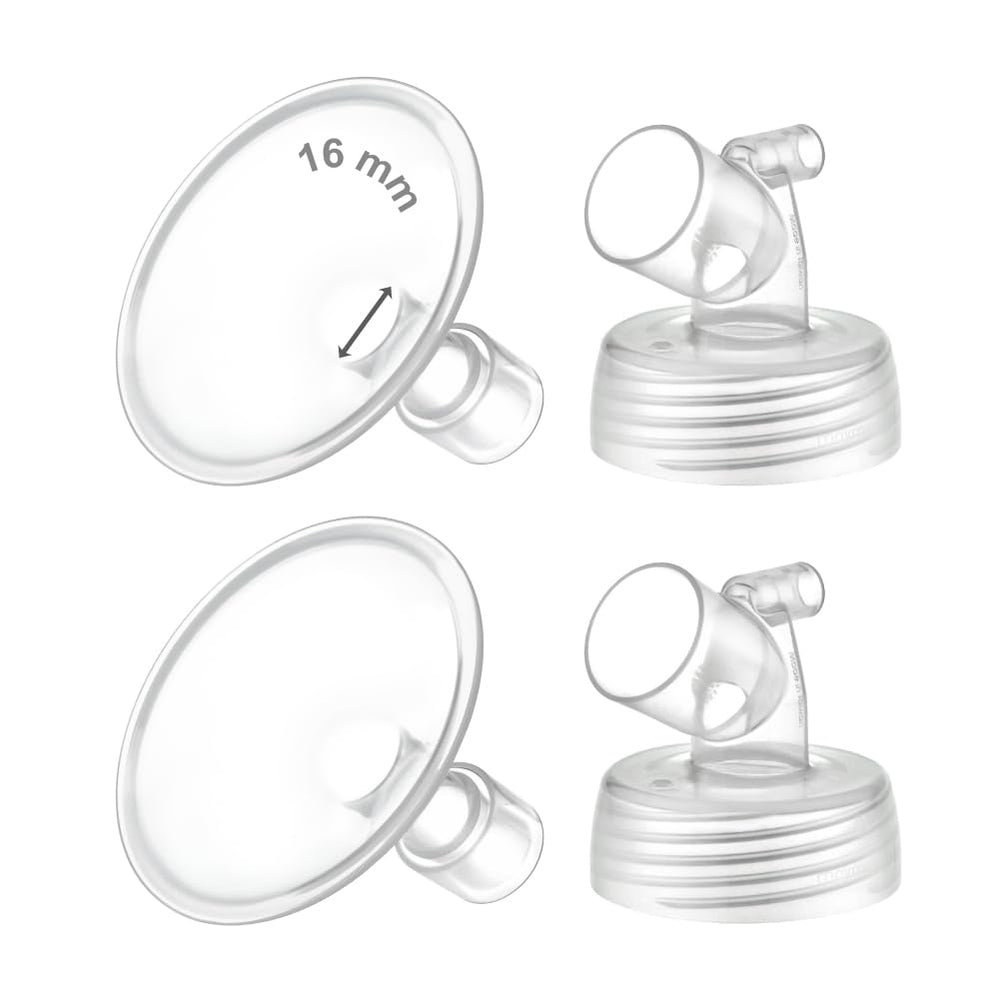 Maymom wide-neck 16mm shield close-up showing comfortable fit for sensitive nipples.