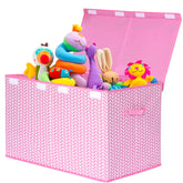Mayniu extra large toy box pink lid keeps toys dust-free and neatly contained