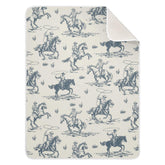 Mazeann Cowboys blanket in closed fold shows soft cotton blend for cozy naps.
